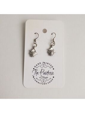 Fish Charm Earrings Sterling Silver Hook Drop Dangle Whimsical Ocean Theme Gift